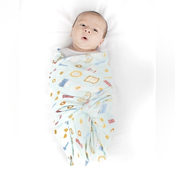 Loulou LOLLIPOP Other - Loulou LOLLIPOP Breakfast Muslin Swaddle Blanket Blue 47x47 NWT Baby Gift